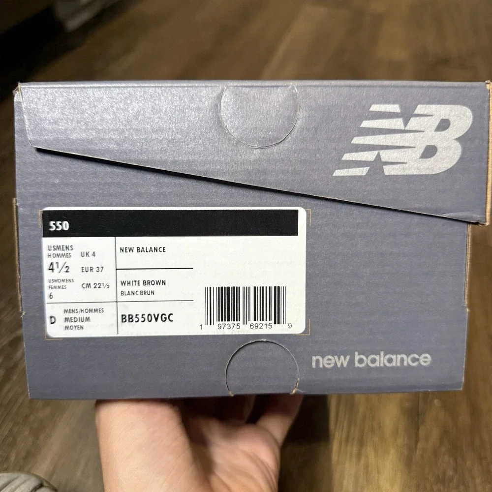 New Balance 550 Shoes White‎ Brown Tan Womens 6 Men 4.5 Sneaker Casual BB550VGC